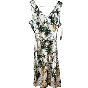 New Sheri Martin 16 DRESS Hawaii Tropical Island Fit Flare Post Card Travel